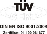 TüV Certified nach DIN ES ISO 9001:2000