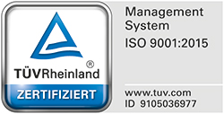 TüV Certified nach DIN ES ISO 9001:2015